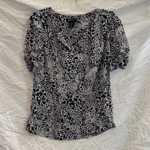 Black and White Animal Print Blouse